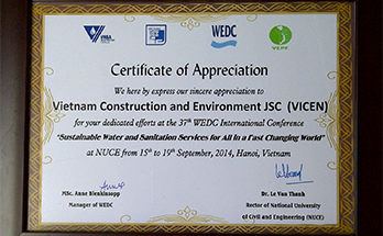 Chứng nhận dịch vụ hoàn hảo tại hội nghị Quốc tế WEDC lần thứ 37